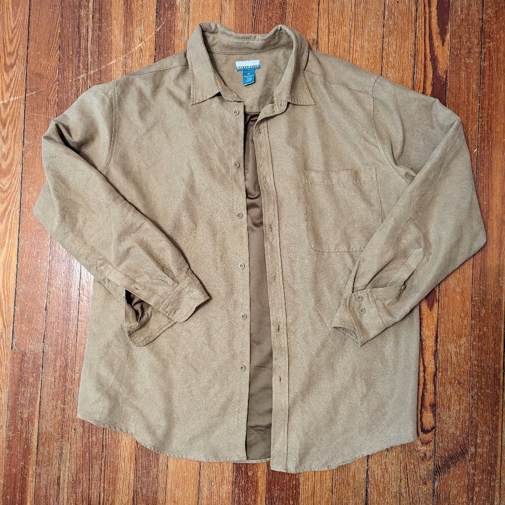 Oversized 90s Faux Suede Button Down
